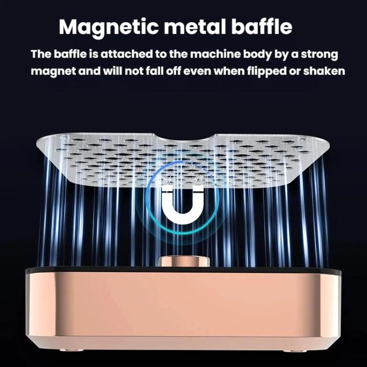 Nail dust collector with magnetic metal baffle above the dust chamber