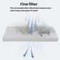 Nail dust collector removable fine filter pad with dust-capture airflow arrows