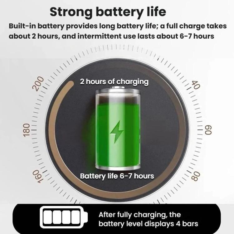 Nail dust collector battery life and charging indicator with green battery icon