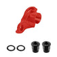 Red rear derailleur hanger thru-axle mount with washer rings and threaded bolts