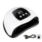 White and black nail LED curing lamp with USB connection cable and digital display