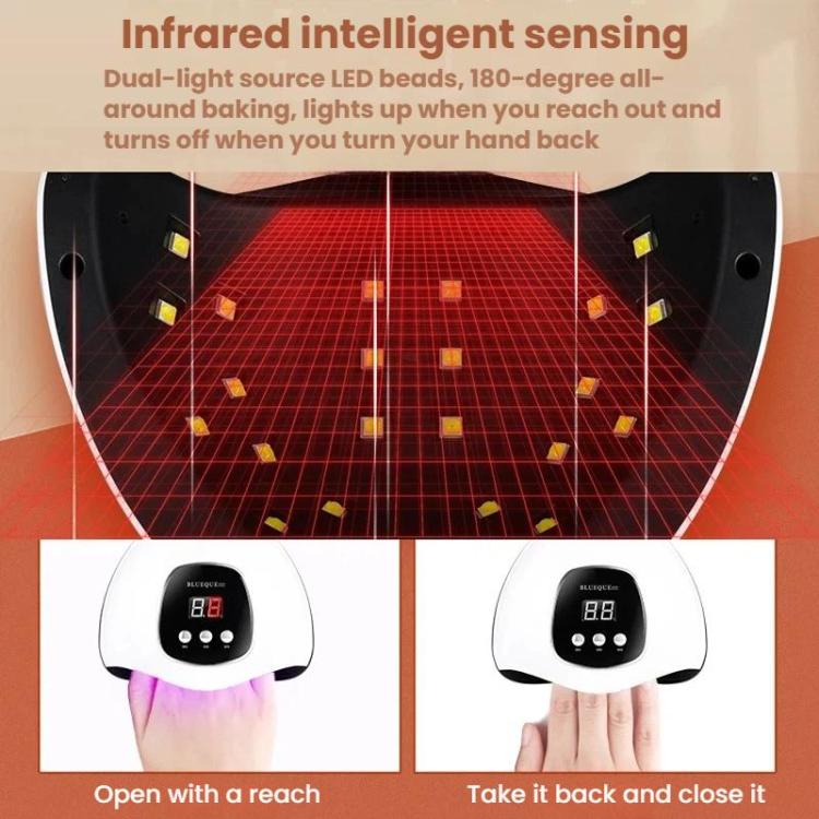 White and black nail LED curing lamp with sensor lighting and digital display