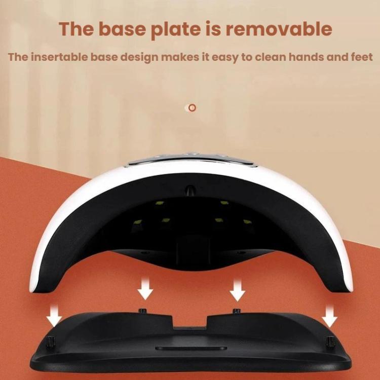 White and black nail LED curing lamp with removable base plate for cleaning