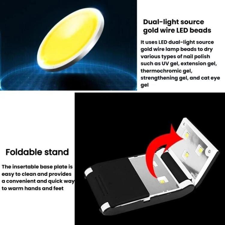 Foldable LED nail curing lamp with glowing LED light panel and base stand