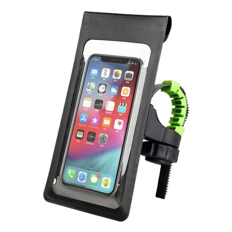 Waterproof phone case with clear touch window and handlebar mount, black