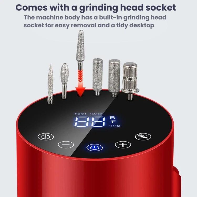 Electric nail buffer top with LCD display and multiple interchangeable polishing heads