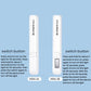 Pair of white handheld LED nail curing lamps with side buttons and single-nail tips