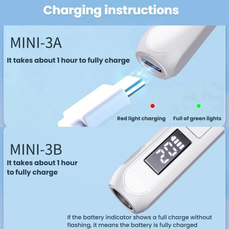 White handheld nail curing LED lamp with charging indicator on the digital screen