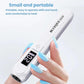 White handheld LED nail curing lamp held in hand with digital display and tip