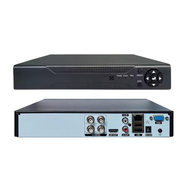 Hybrid security DVR recorder, matte black front with control buttons and status LEDs