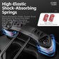 Shock-absorbing bike saddle with visible spring suspension under the top cover, black