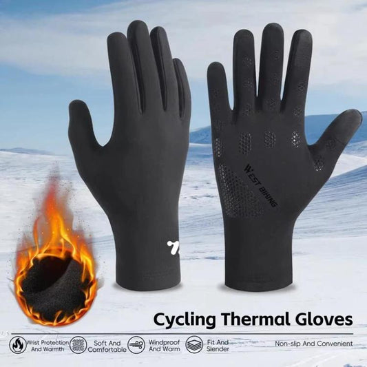 WEST BIKING Touchscreen Winter Bicycle Gloves Fleece-Lined Full Finger Thermal Gloves for Road Biking