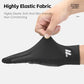 Black elastic thermal glove cuff with stretch fit and protective thumb panel
