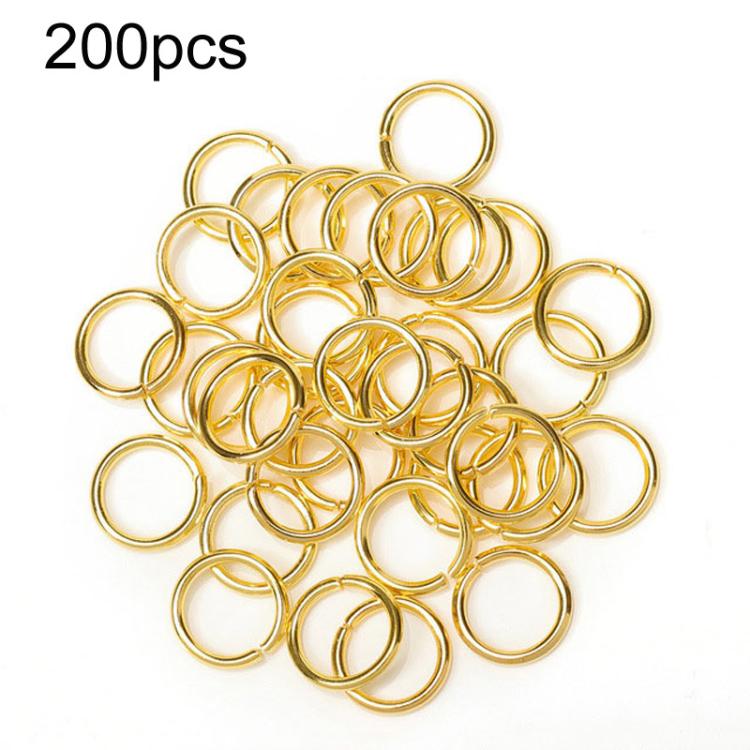Gold tone jump rings, round metal loops for DIY jewelry making, 200 pcs