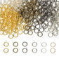 Mixed-color jump rings, including silver, gold, bronze tones, plus sample sizes, 200 pcs