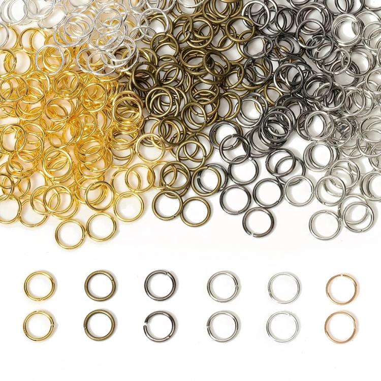 Mixed-color jump rings, including silver, gold, bronze tones, plus sample sizes, 200 pcs