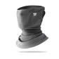 Dark gray ear-loop face mask with perforated panel and neck gaiter, double-layer fleece.