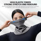Adjustable cycling face mask with ear loops and perforated panel, dark gray.