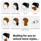 Ear-loop face mask silhouette icons with headband and hair tie styles