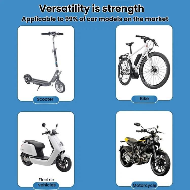 Universal motorcycle phone mount bracket shown on scooter, bike, and motorcycle