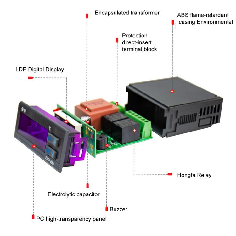 ETC-200+ Digital Temperature Controller with Refrigeration, Heating, Defrost Delay & Alarm, 220V English Version, 110V  English Version