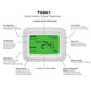 Digital thermostat features diagram with large backlit display and labeled controls