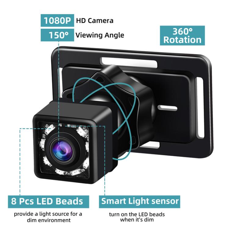 Black 7-inch car baby monitor with attached dual cameras showing lens detail