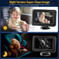 Car baby monitor with infrared camera and screen displaying day and night views