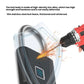 Black fingerprint padlock with reinforced shackle and fingerprint recognition panel