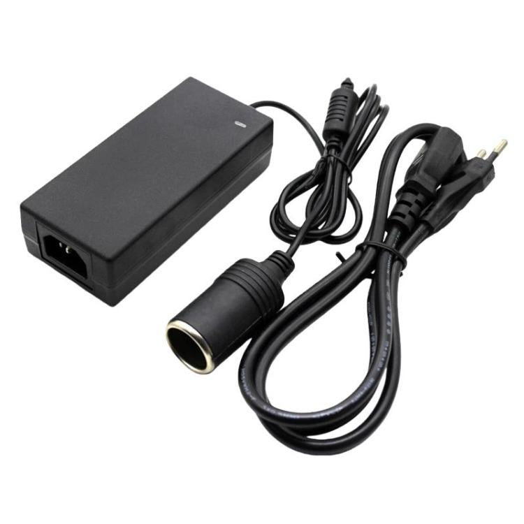 Car power adapter with cigarette-lighter plug and two-prong AC plug, dark gray