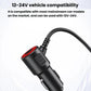 Car cigarette lighter plug with coiled neck and cable for 12–24V charging