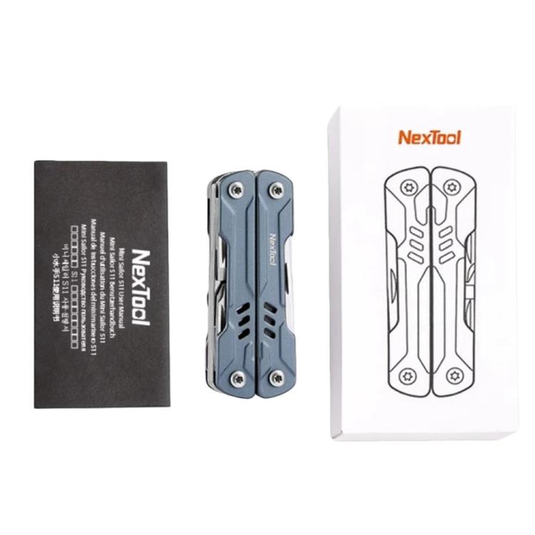 Blue NexTool S11 mini multi-tool with keyring and packaging insert