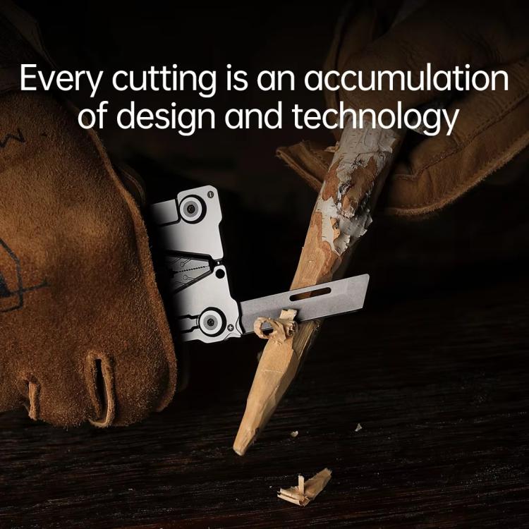 Silver folding multi-tool pliers with knife blade and flat metal screwdriver