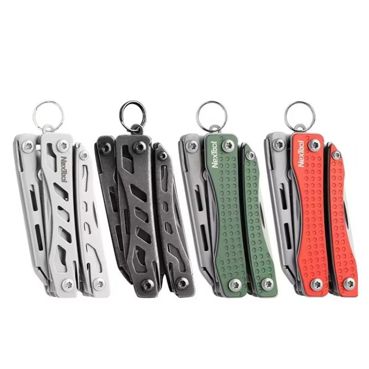 Color assortment keychain multitool pliers set, five compact folding tools