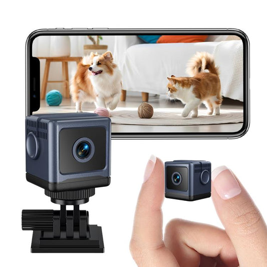 Wireless mini battery camera kit with stand mount and fingertip-size camera