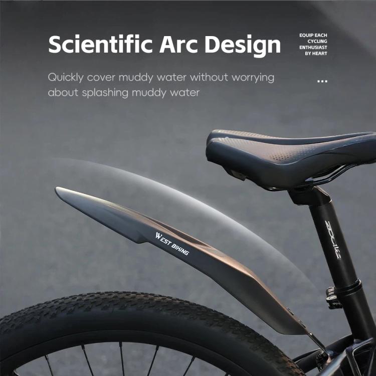 Black arc-designed front and rear mountain bike fenders for muddy water protection