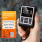 Hand holding black digital air pump inflator with preset-style display and control panel