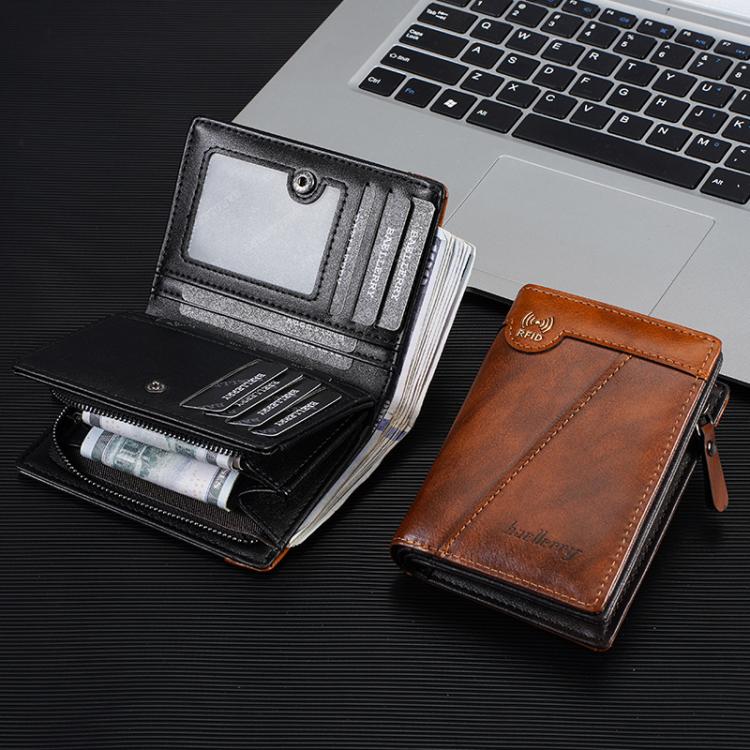 Men’s compact RFID wallet, open design with card slots and bill compartment