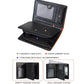 Compact RFID wallet open, clear ID window and multi-card slots with zipper pocket