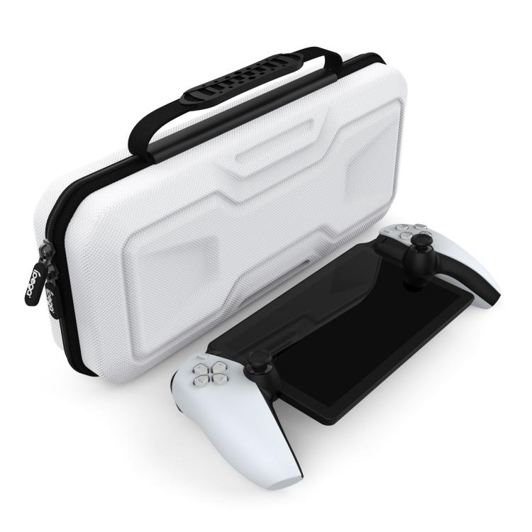 White EVA hard case open, showing controller and device storage compartments