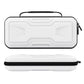 White EVA hard case with zipper and carry handle, open and closed views