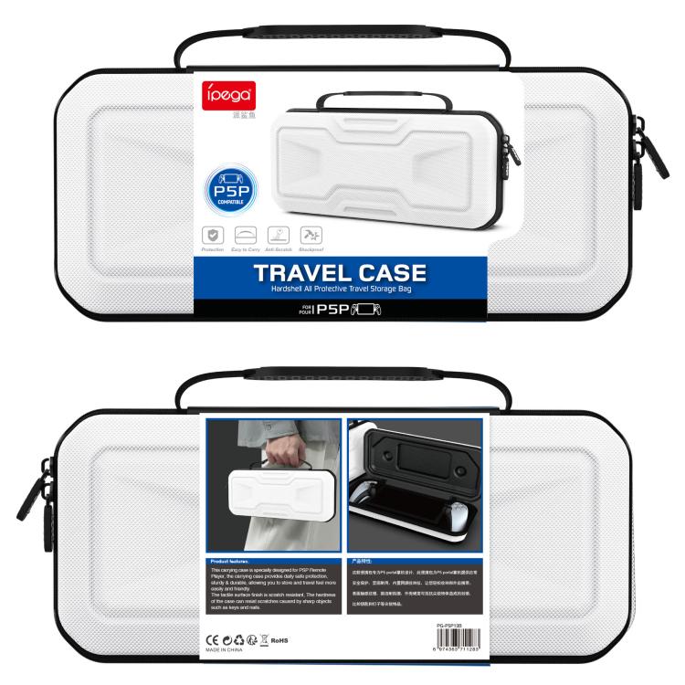 White EVA travel hard case with zipper, shown in retail packaging