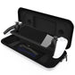 Black EVA hard case open with controller and padded storage compartments