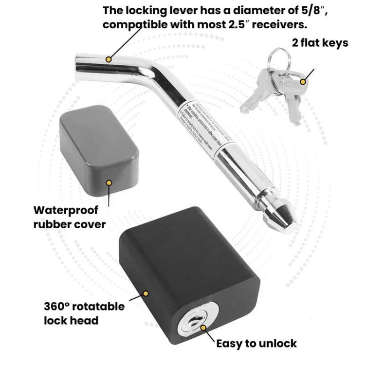 Square-Head Car Safety Trailer Lock Automotive Lock Modification Accessory, Square-Head
