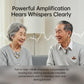 Wired clip-on hearing aid headset with earbuds for left and right ears