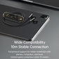 Black clip-on hearing aid amplifier headphones with earbuds and charging case