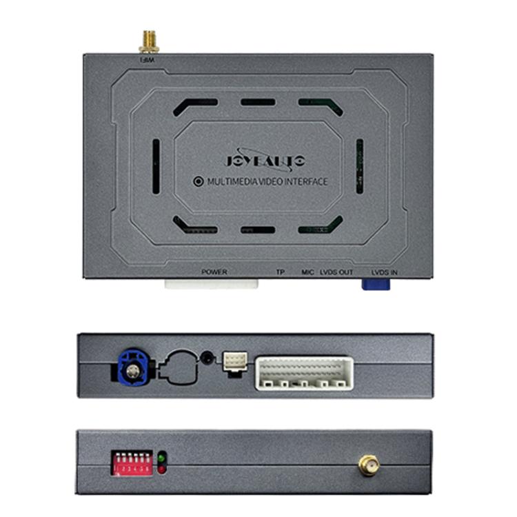 Wireless CarPlay and Android Auto interface module, front view with multiport panel