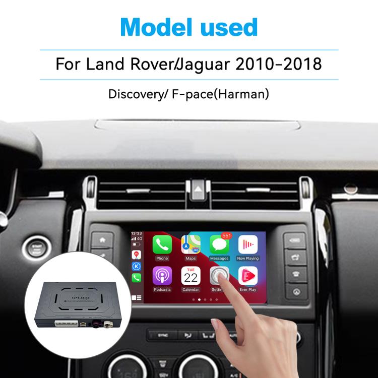 Wireless CarPlay and Android Auto module use shown in Land Rover dashboard
