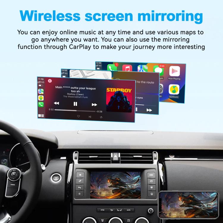 Wireless screen mirroring via CarPlay in car center display with phone