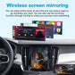 Wireless screen mirroring showing apps on car center screen and phone display